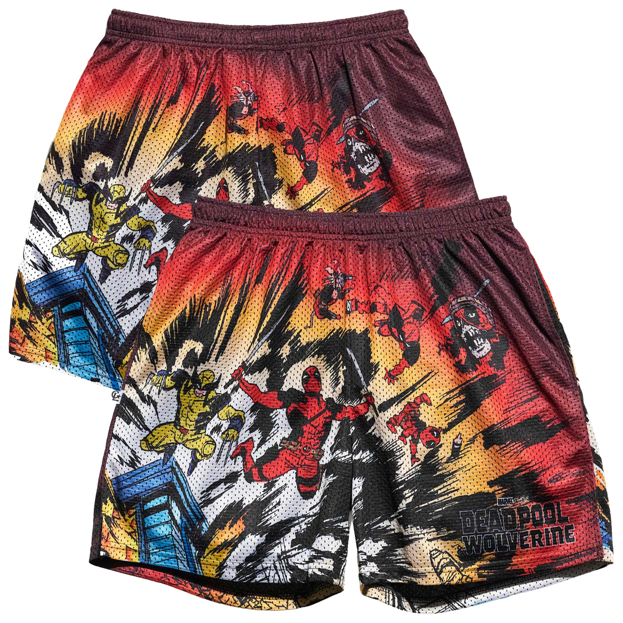 Men's Chalk Line Red Deadpool & Wolverine Explosion Retro Shorts