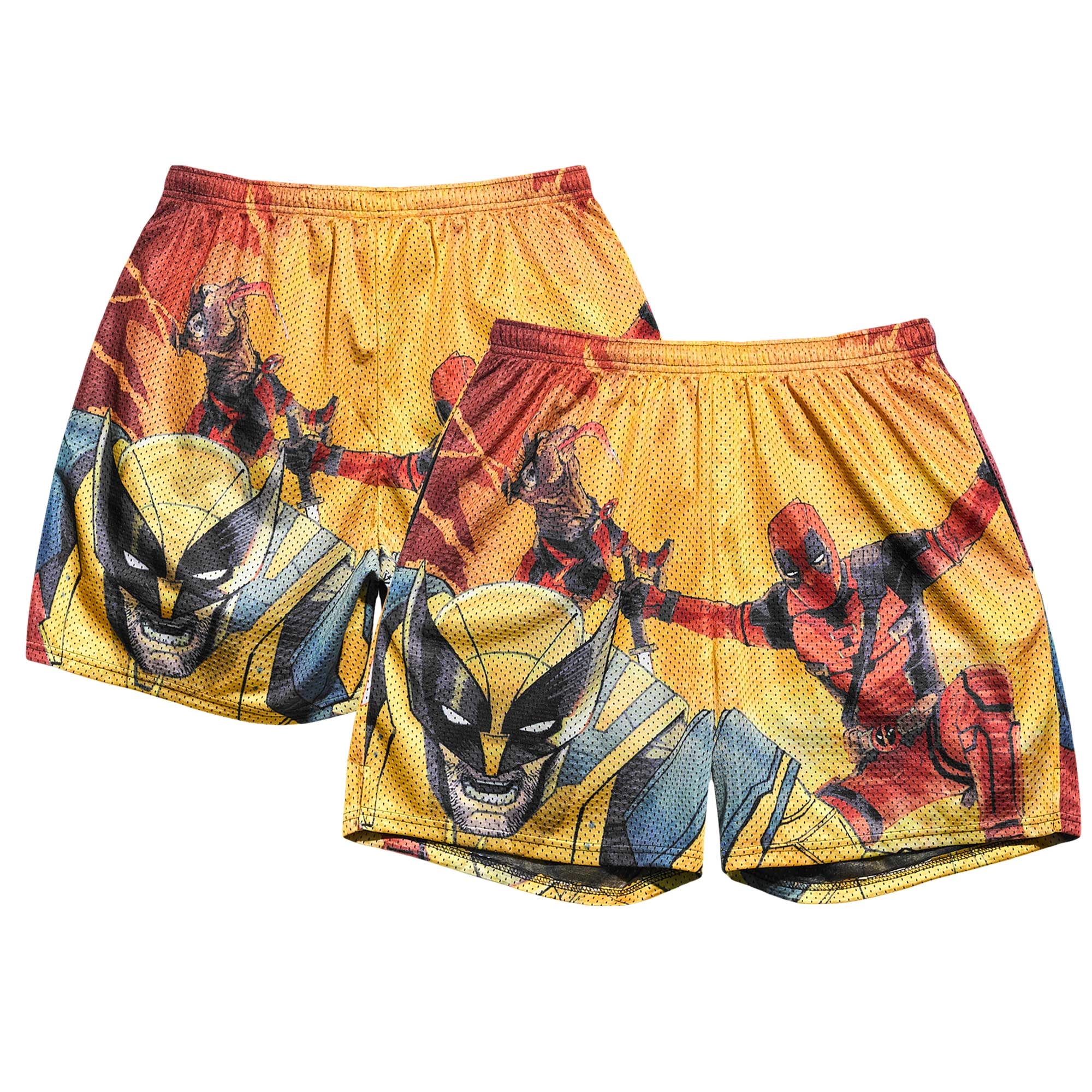 Men's Chalk Line Yellow Deadpool & Wolverine Jump Retro Shorts