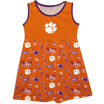 Girls Toddler Vive La Fete Orange Clemson Tigers Impressions Artwork Tank Top Dress