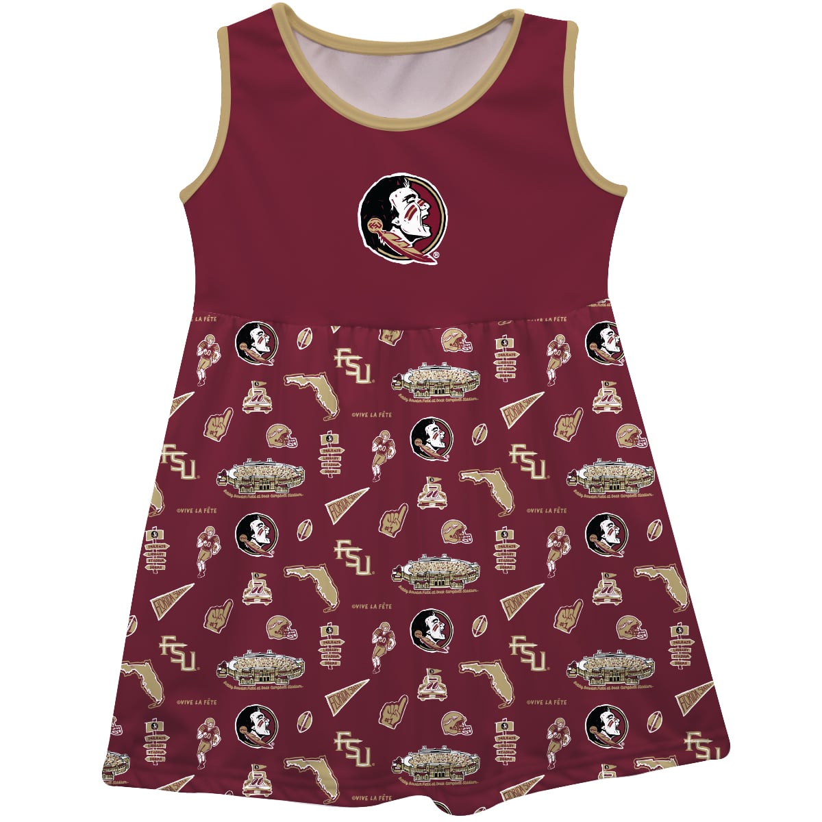 Girls Toddler Vive La Fete Scarlet Florida State Seminoles Impressions Artwork Tank Top Dress