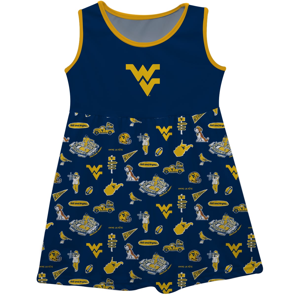 Girls Youth Vive La Fete Navy West Virginia Mountaineers Impressions Artwork Tank Top Dress
