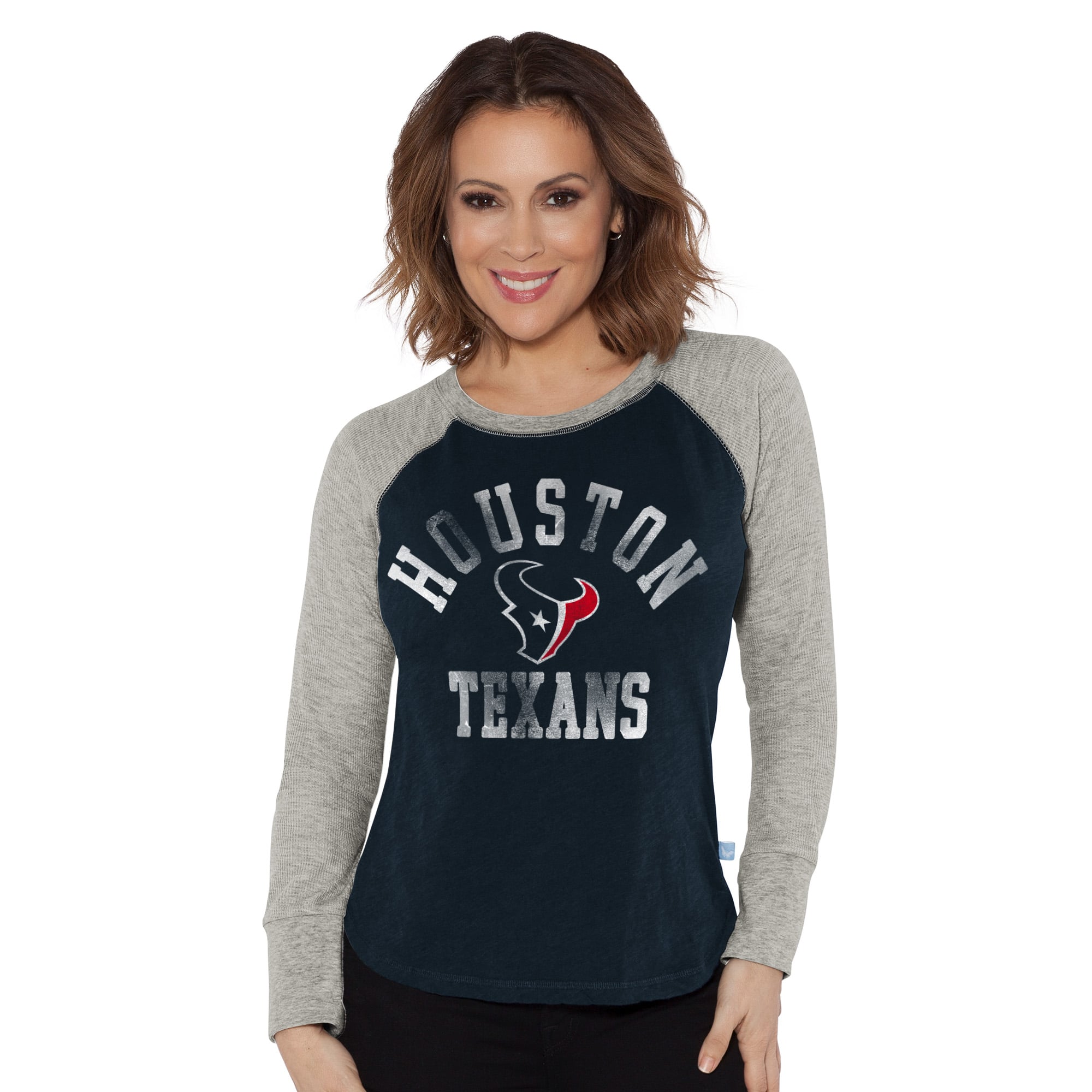 Women’s G-III 4Her by Carl Banks Navy/Heather Gray Houston Texans Waffle Knit Raglan Long Sleeve T-Shirt Women’s G-III 4Her by Carl Banks Navy/Heather Gray Houston Texans Waffle Knit Raglan Long Sleeve T-Shirt