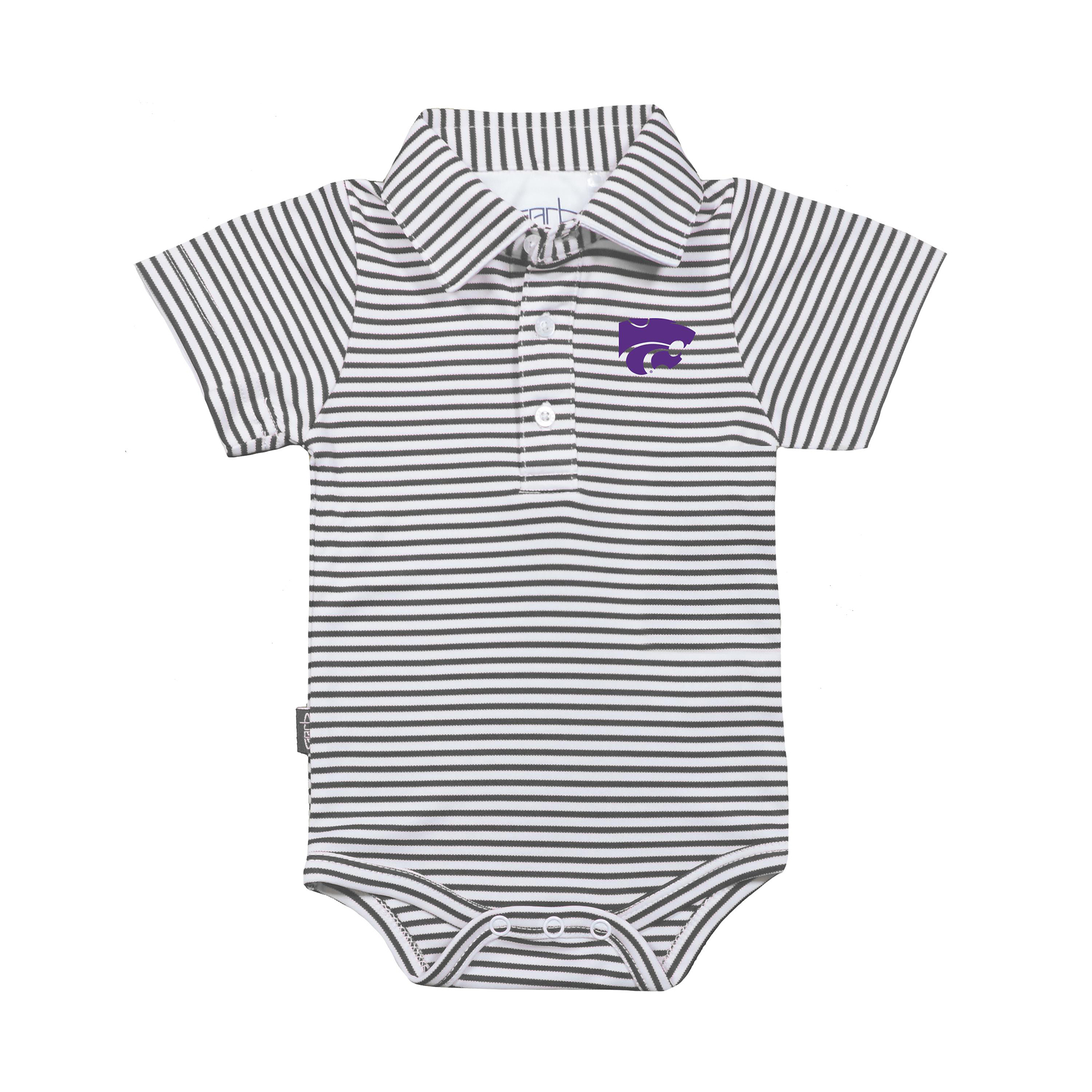 Infant Garb Charcoal/White Kansas State Wildcats Carson Polo Bodysuit Infant Garb Charcoal/White Kansas State Wildcats Carson Polo Bodysuit