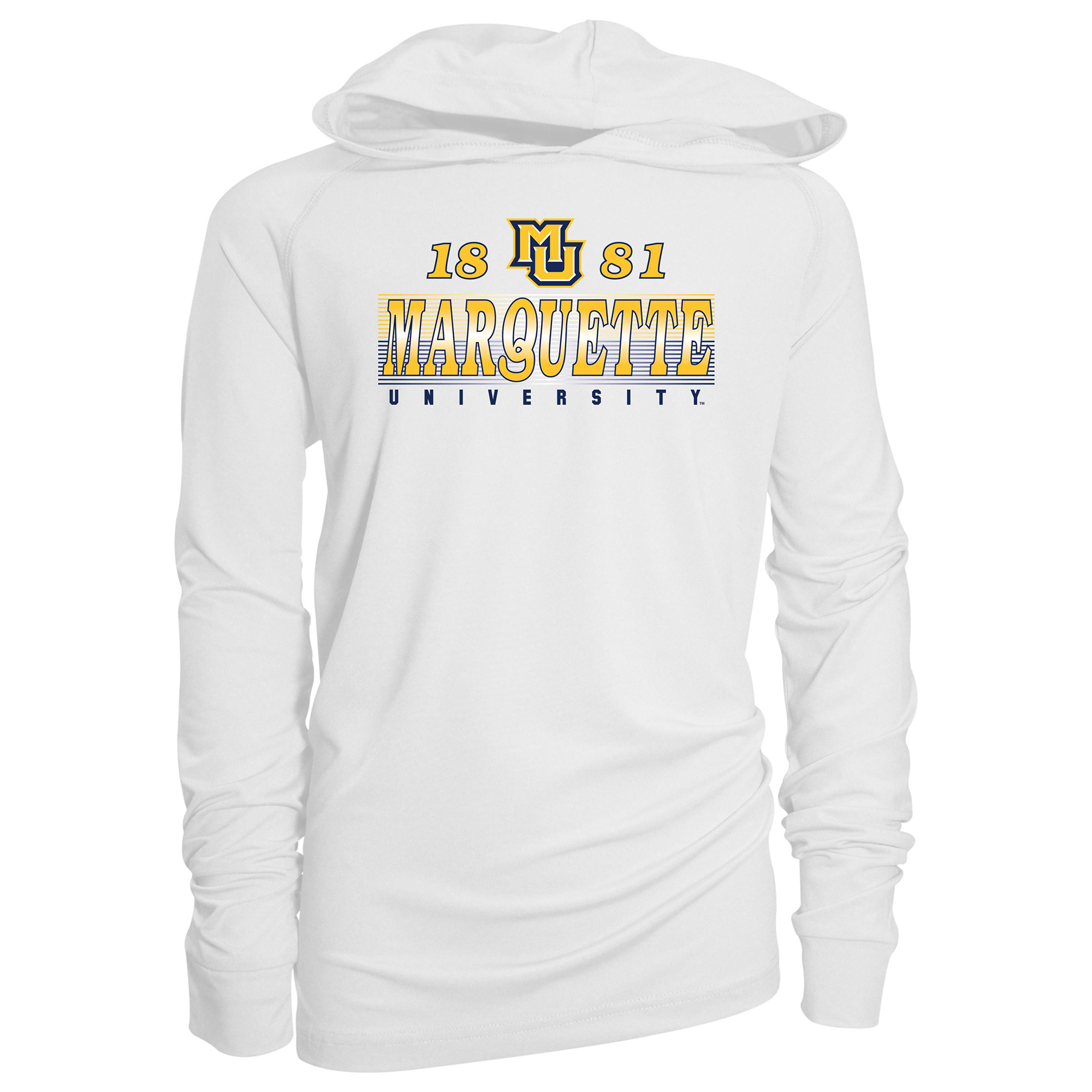 Youth Garb White Marquette Golden Eagles Marley Long Sleeve Raglan Hoodie Sunshirt