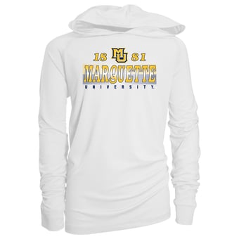 Youth Garb White Marquette Golden Eagles Marley Long Sleeve Raglan Hoodie Sunshirt