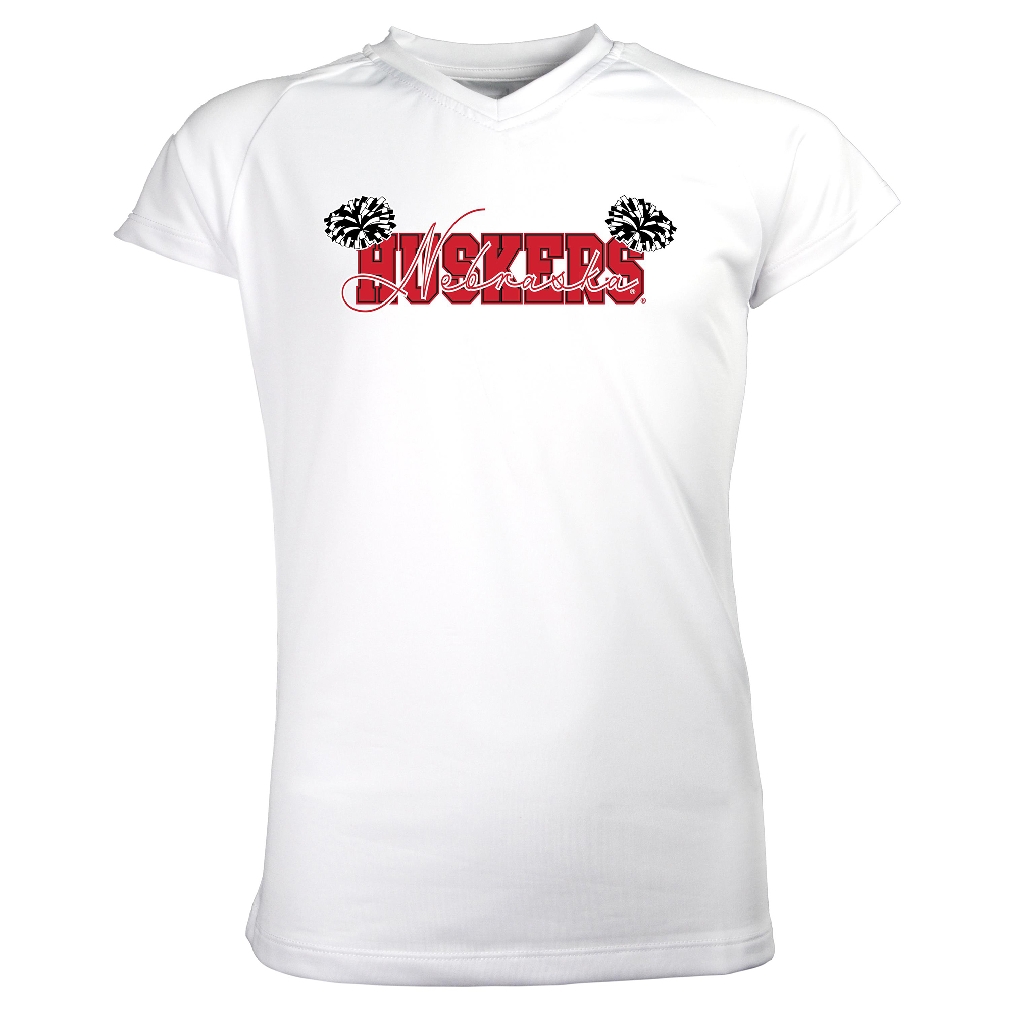 Girls Youth Garb White Nebraska Huskers Brittany V-Neck T-Shirt