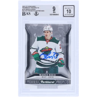 Marco Rossi Minnesota Wild Autographed 2022-23 Upper Deck Parkhurst Prominent Prospects #PP-4 Beckett Fanatics Witnessed Authenticated /10 Rookie Card