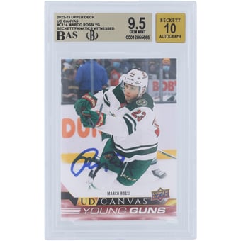 Marco Rossi Minnesota Wild Autographed 2022-23 Upper Deck Series 1 Young Guns Canvas #C114 Beckett Fanatics Witnessed Authenticated 9.5/10 Rookie Card