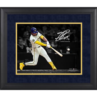 Jackson Chourio Milwaukee Brewers Facsimile Signature Framed 11" x 14" Spotlight Photograph