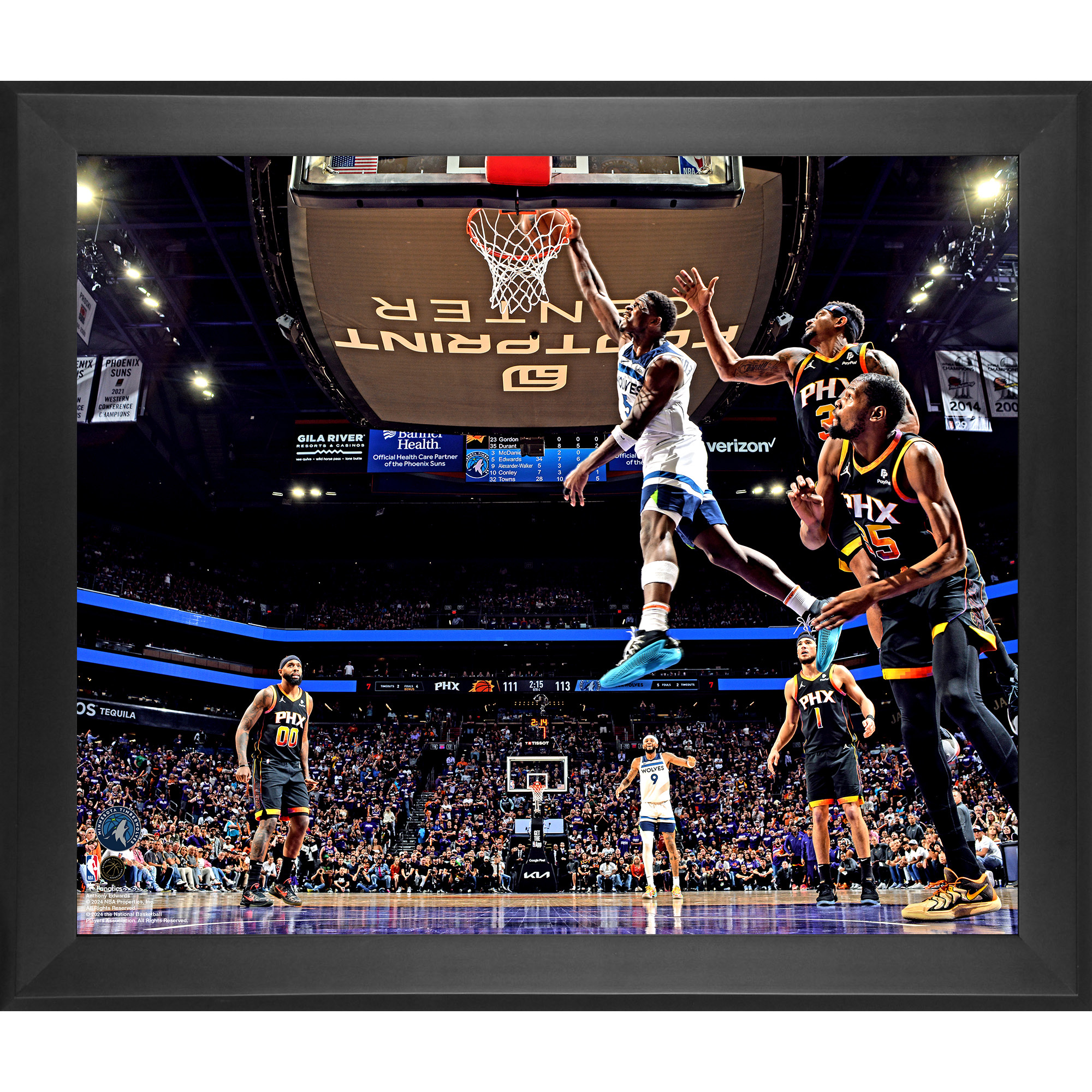 Anthony Edwards Minnesota Timberwolves Framed 20" x 24" 2024 Western Conference Playoffs First Round Game 4 vs. Phoenix Suns Dunk Photograph