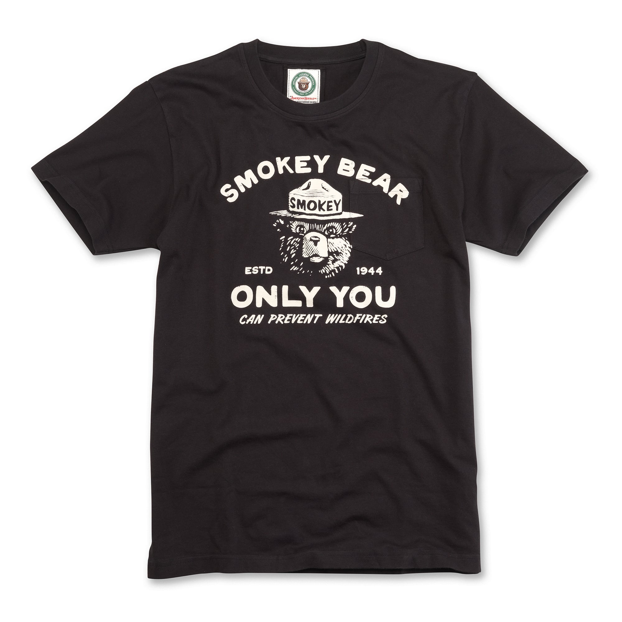 Men's American Needle Black Smokey Bear Burton Pocket T-Shirt