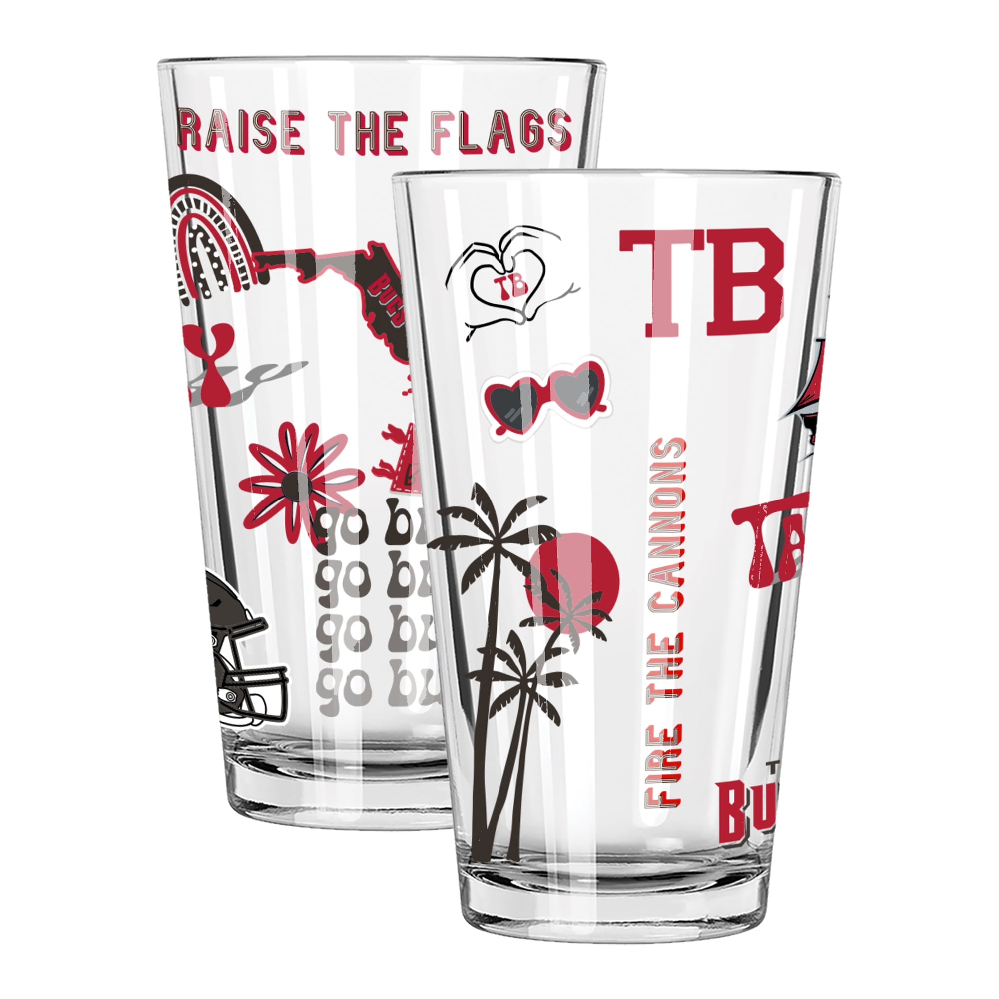 The Memory Company Tampa Bay Buccaneers 2-Pack 16oz. Pint Glass Loco Design Set