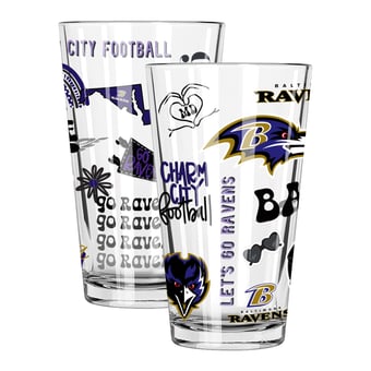 The Memory Company Baltimore Ravens 2-Pack 16oz. Pint Glass Loco Design Set