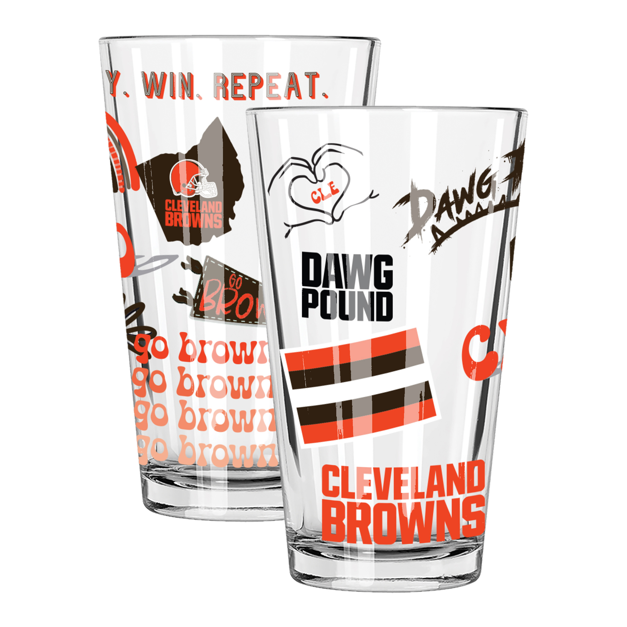 The Memory Company Cleveland Browns 2-Pack 16oz. Pint Glass Loco Design Set The Memory Company Cleveland Browns 2-Pack 16oz. Pint Glass Loco Design Set