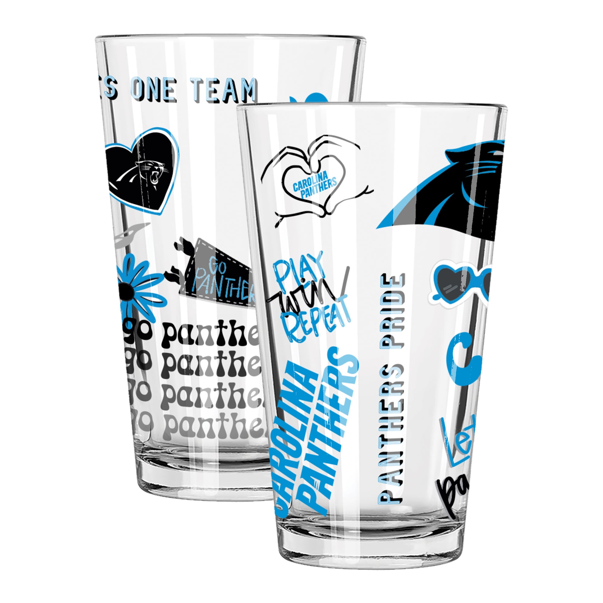 The Memory Company Carolina Panthers 2-Pack 16oz. Pint Glass Loco Design Set