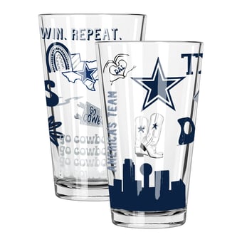 The Memory Company Dallas Cowboys 2-Pack 16oz. Pint Glass Loco Design Set