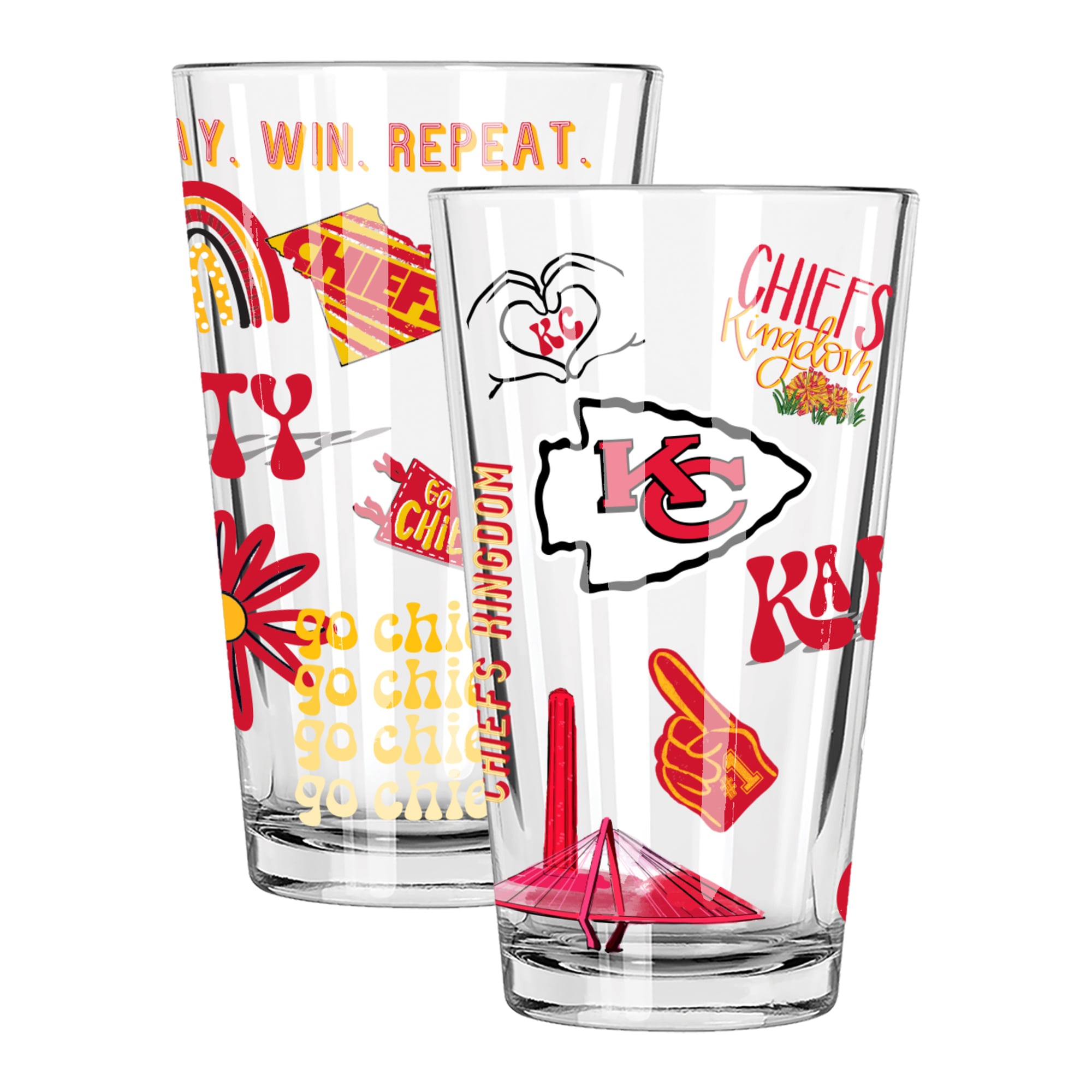 The Memory Company Kansas City Chiefs 2-Pack 16oz. Pint Glass Loco Design Set
