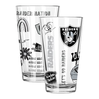 The Memory Company Las Vegas Raiders 2-Pack 16oz. Pint Glass Loco Design Set
