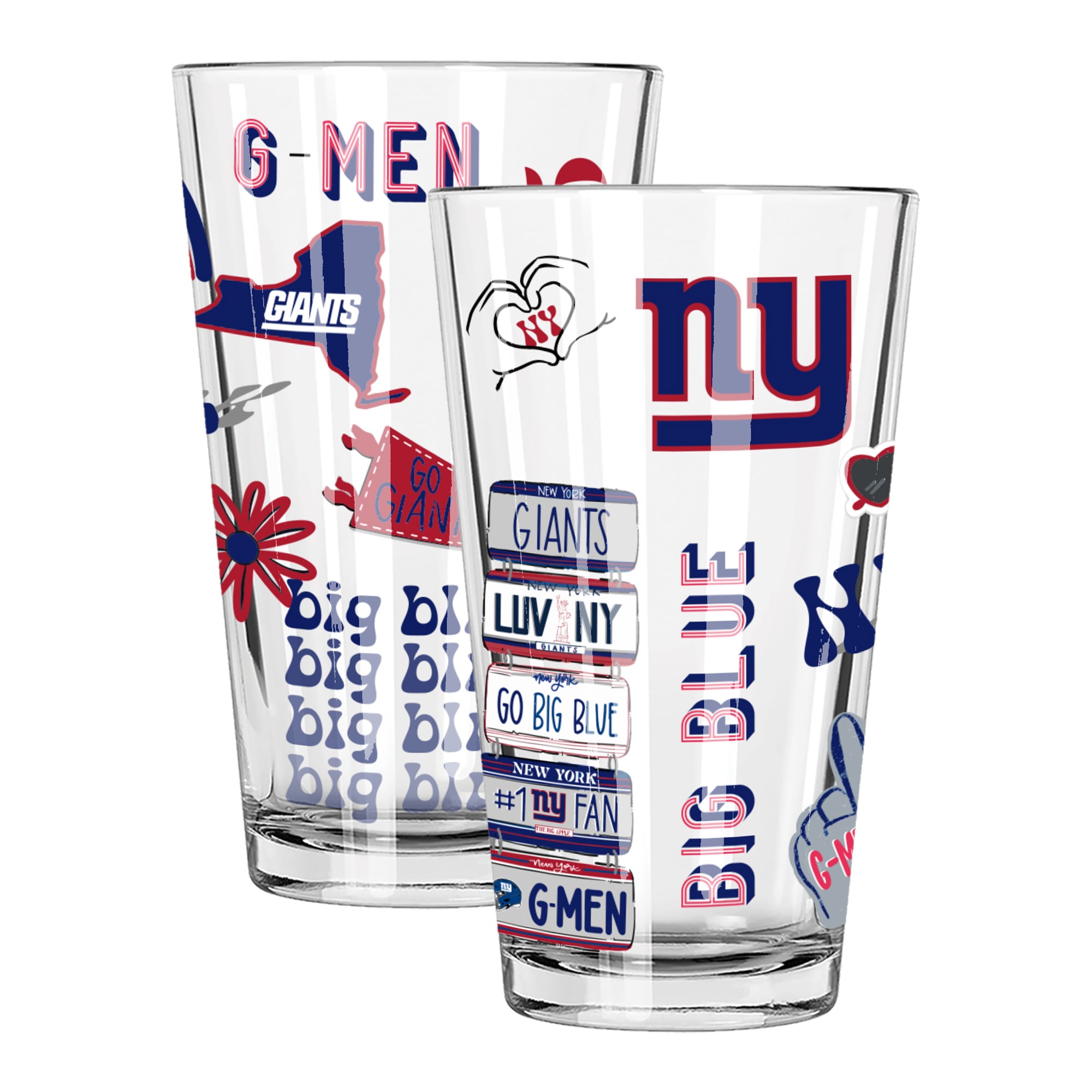 The Memory Company New York Giants 2-Pack 16oz. Pint Glass Loco Design Set