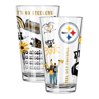 The Memory Company Pittsburgh Steelers 2-Pack 16oz. Pint Glass Loco Design Set