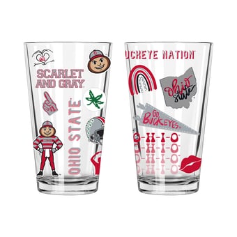 The Memory Company Ohio State Buckeyes 2-Pack 16oz. Pint Glass Loco Design Set