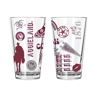 The Memory Company Texas A&M Aggies 2-Pack 16oz. Pint Glass Loco Design Set
