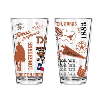 The Memory Company Texas Longhorns 2-Pack 16oz. Pint Glass Loco Design Set