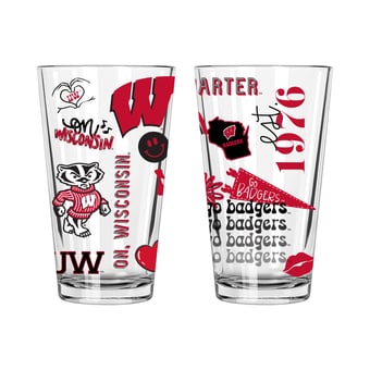 The Memory Company Wisconsin Badgers 2-Pack 16oz. Pint Glass Loco Design Set