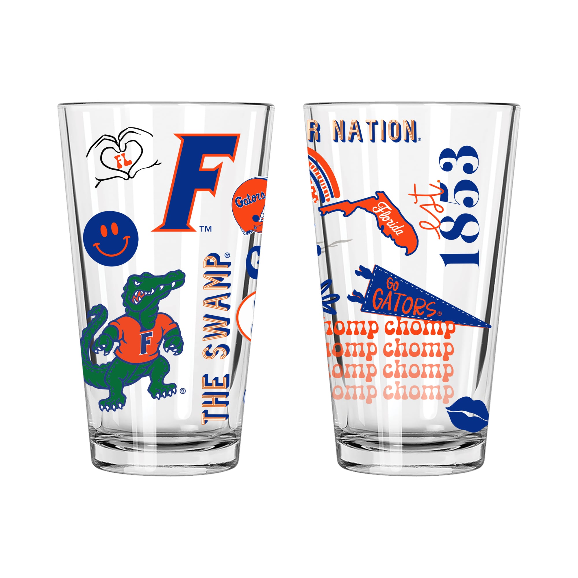 The Memory Company Florida Gators 2-Pack 16oz. Pint Glass Loco Design Set