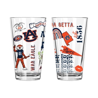 The Memory Company Auburn Tigers 2-Pack 16oz. Pint Glass Loco Design Set