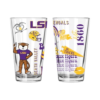 The Memory Company LSU Tigers 2-Pack 16oz. Pint Glass Loco Design Set