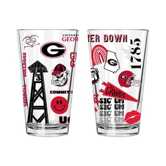 The Memory Company Georgia Bulldogs 2-Pack 16oz. Pint Glass Loco Design Set