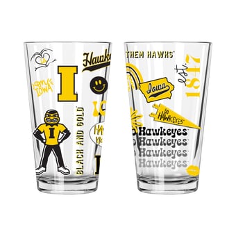 The Memory Company Iowa Hawkeyes 2-Pack 16oz. Pint Glass Loco Design Set