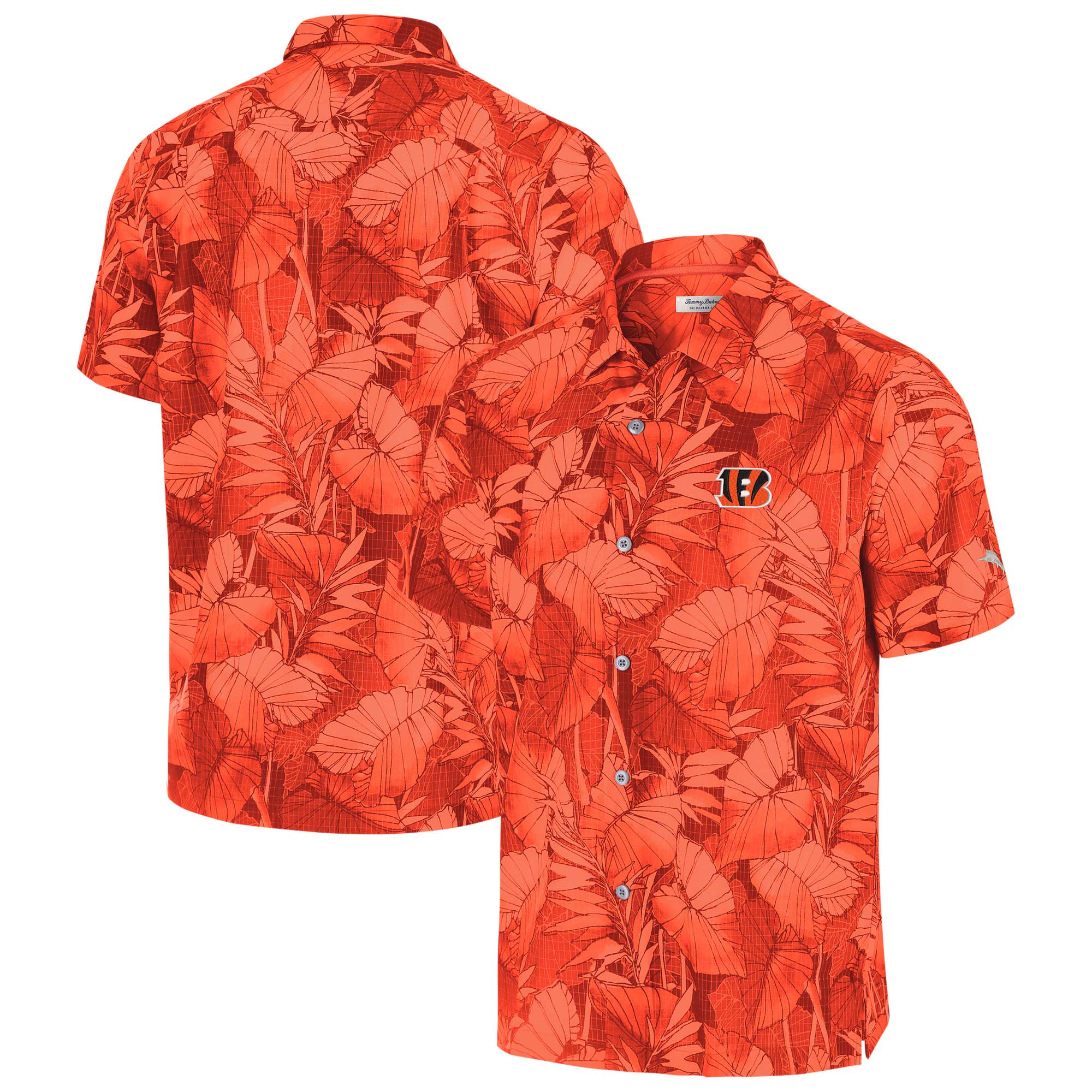 Men's Tommy Bahama Orange Cincinnati Bengals Bahama Coast Nuevo Fronds Camp Button-Up Shirt