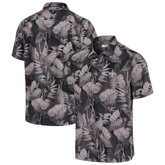Men's Tommy Bahama Black New Orleans Saints Bahama Coast Nuevo Fronds Camp Button-Up Shirt