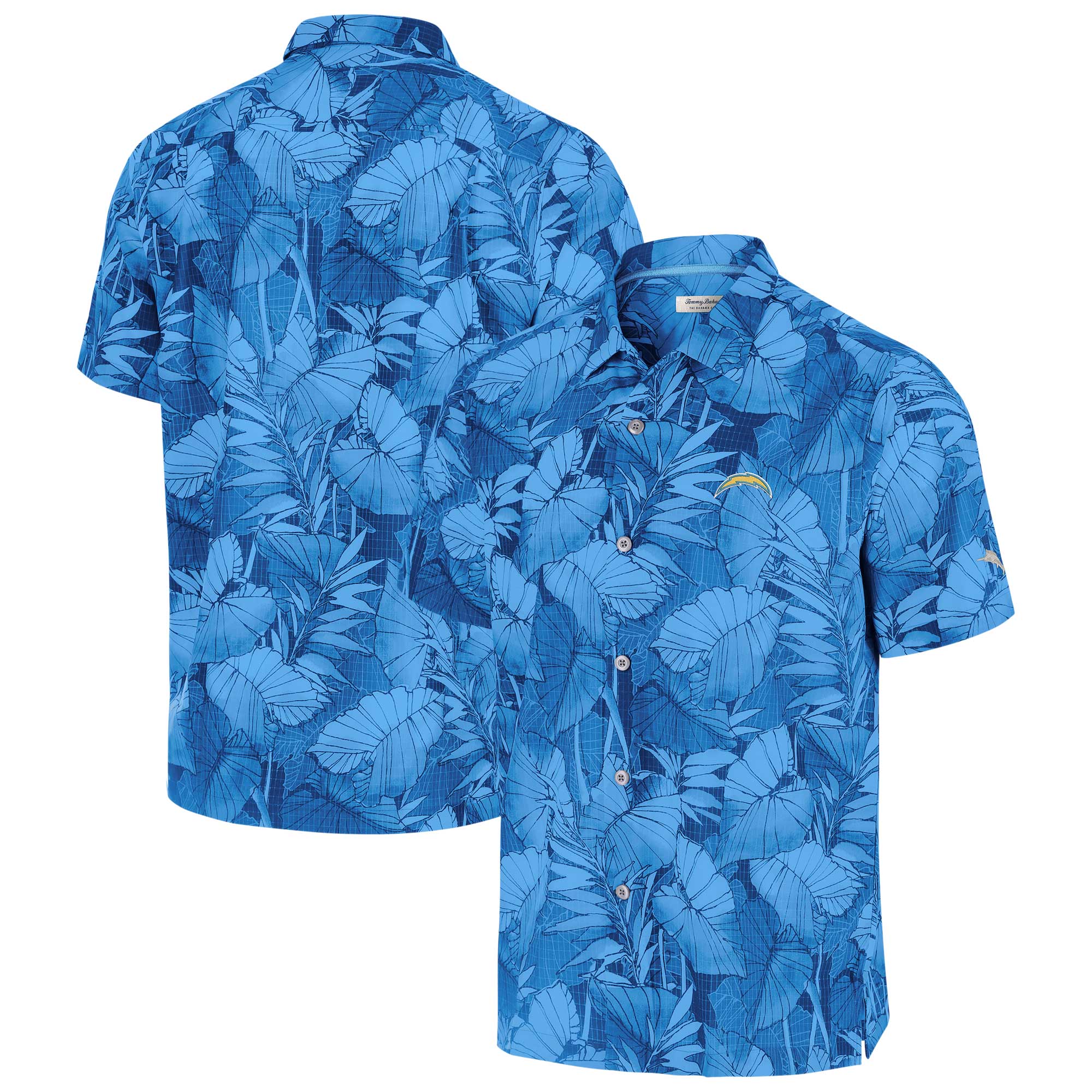 Men's Tommy Bahama Powder Blue Los Angeles Chargers Bahama Coast Nuevo Fronds Camp Button-Up Shirt