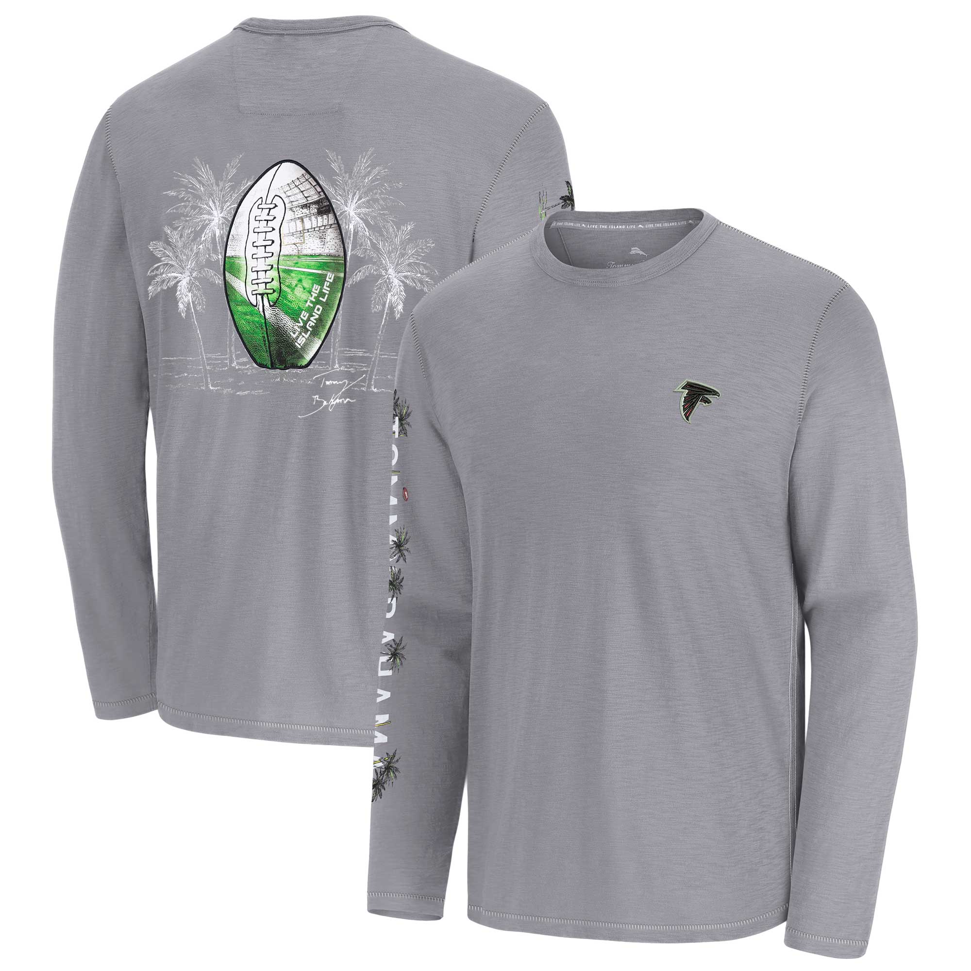 Men's Tommy Bahama Gray Atlanta Falcons Oasis Endzone Lux Long Sleeve T-Shirt