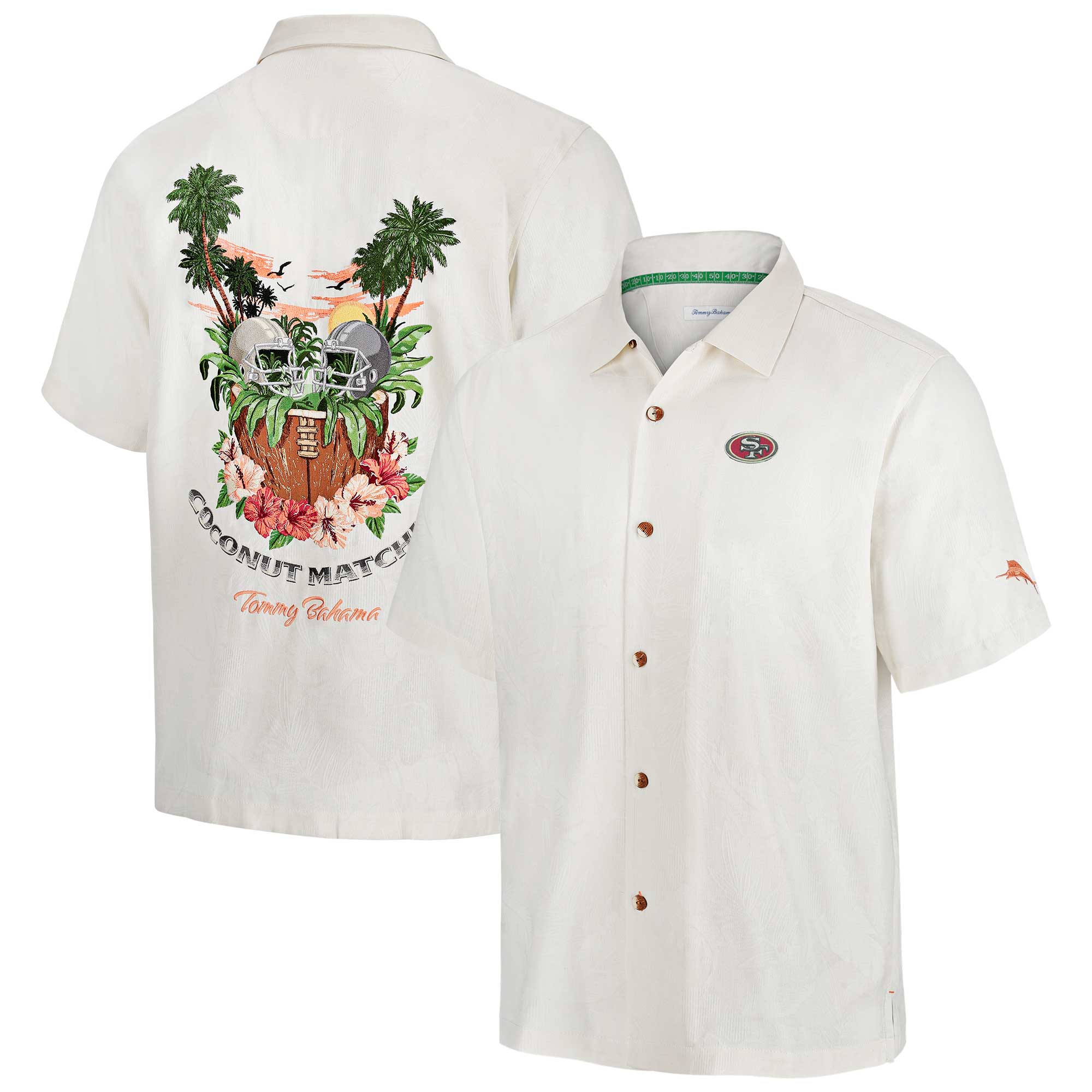 Men's Tommy Bahama White San Francisco 49ers Coconut Matchup Camp Button-Up Shirt