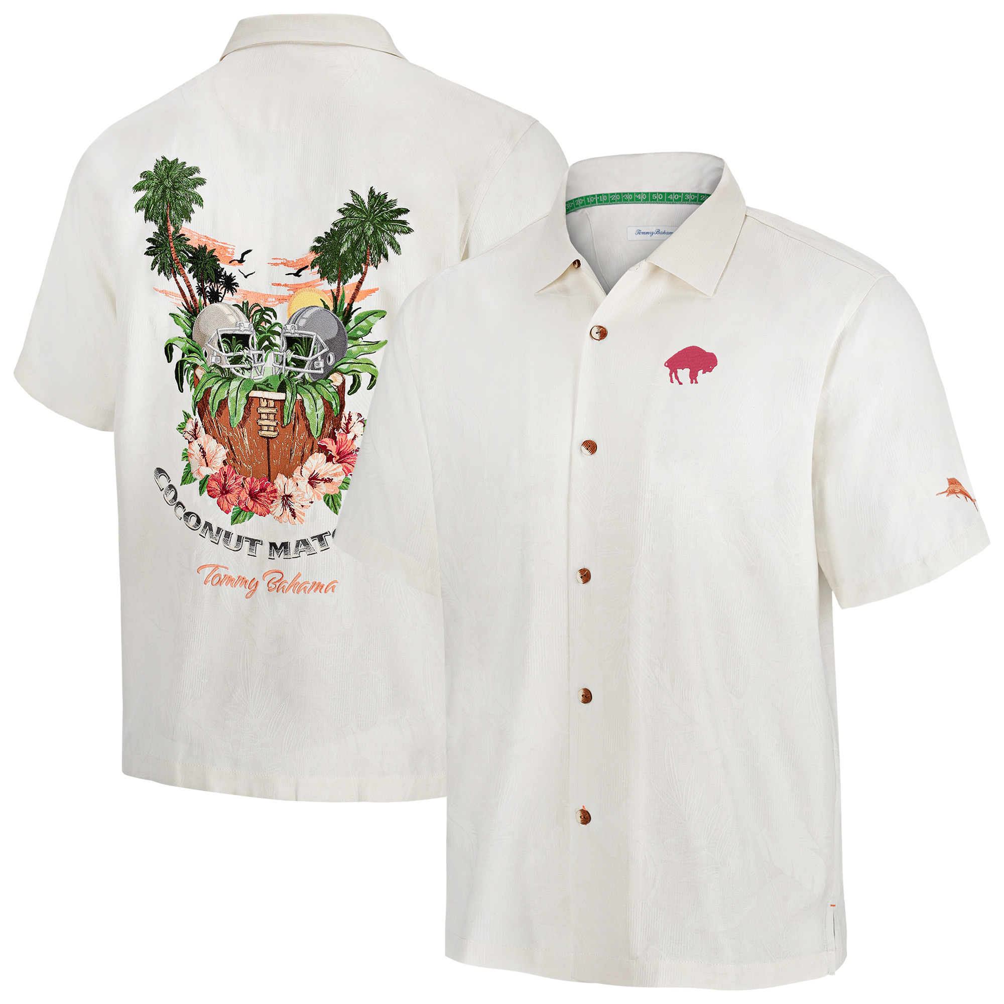Men's Tommy Bahama White Buffalo Bills Coconut Matchup Camp Throwback Button-Up Shirt
