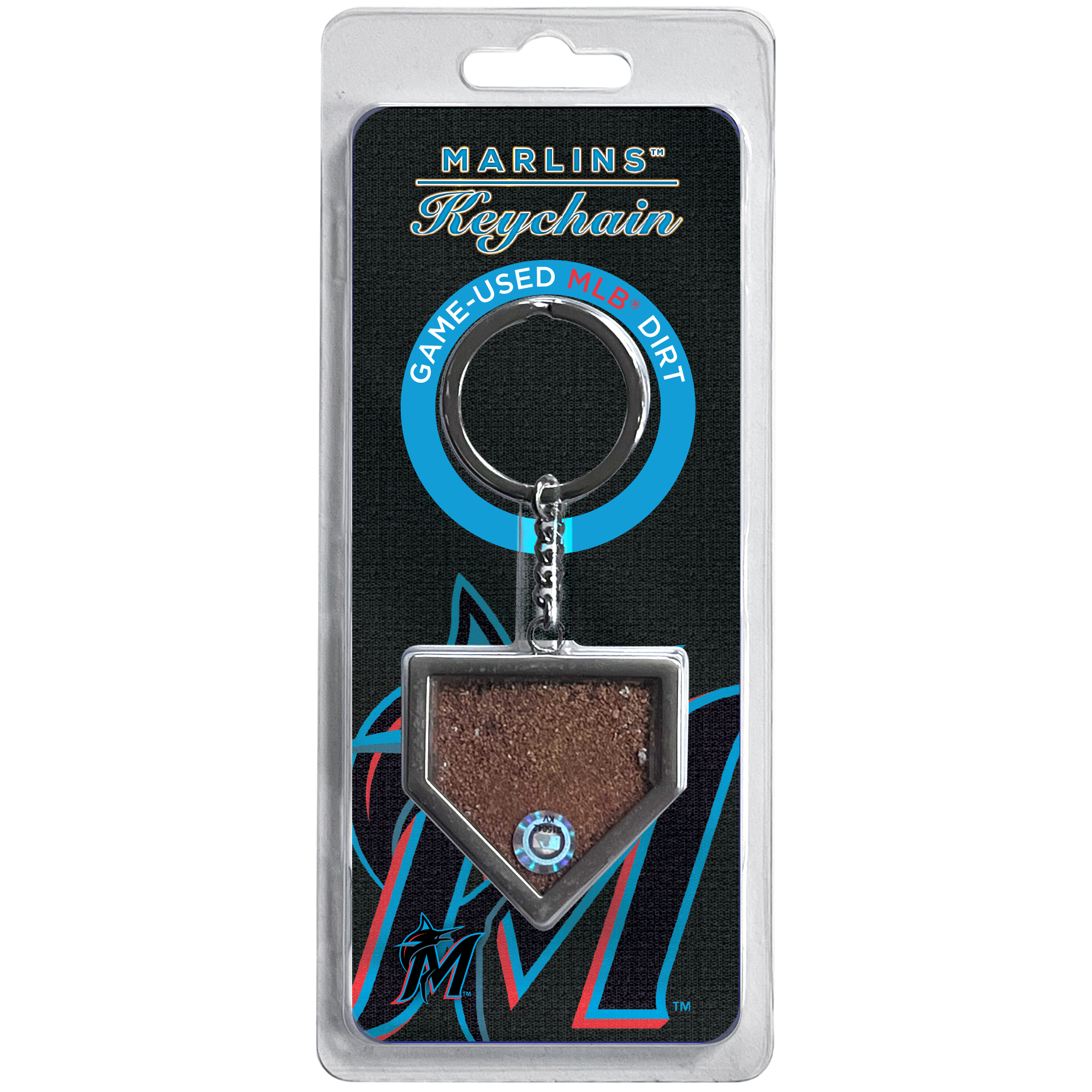 Miami Marlins Dirt Key Chain - Filled with Game-Used Dirt from a Home Game