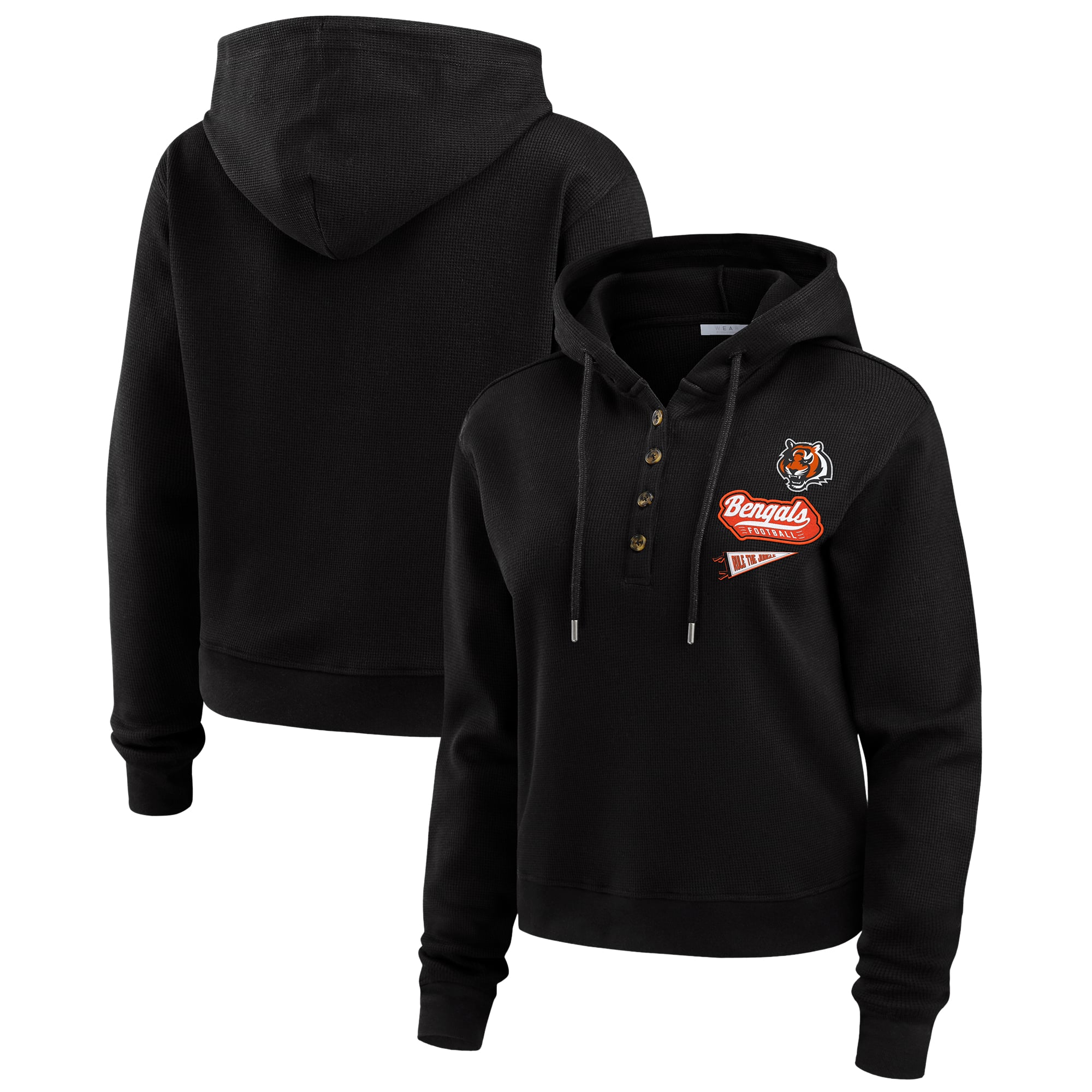 Women’s WEAR by Erin Andrews Black Cincinnati Bengals Waffle-Knit Pullover Hoodie Women’s WEAR by Erin Andrews Black Cincinnati Bengals Waffle-Knit Pullover Hoodie