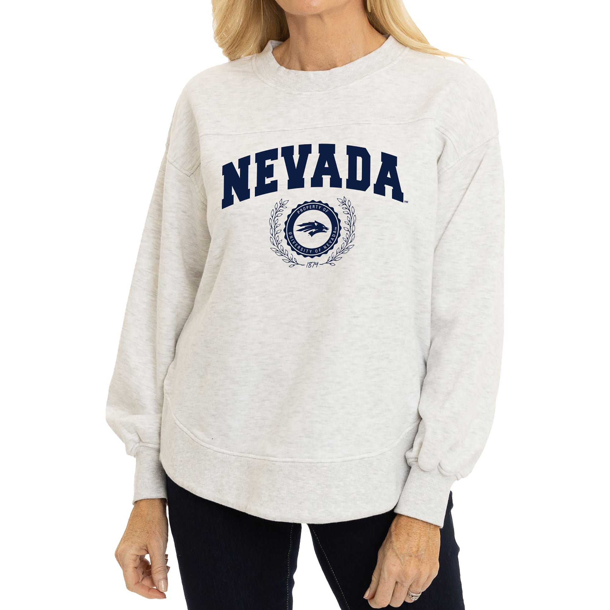 Women's  Oatmeal Nevada Wolf Pack Yvette Pullover Sweatshirt