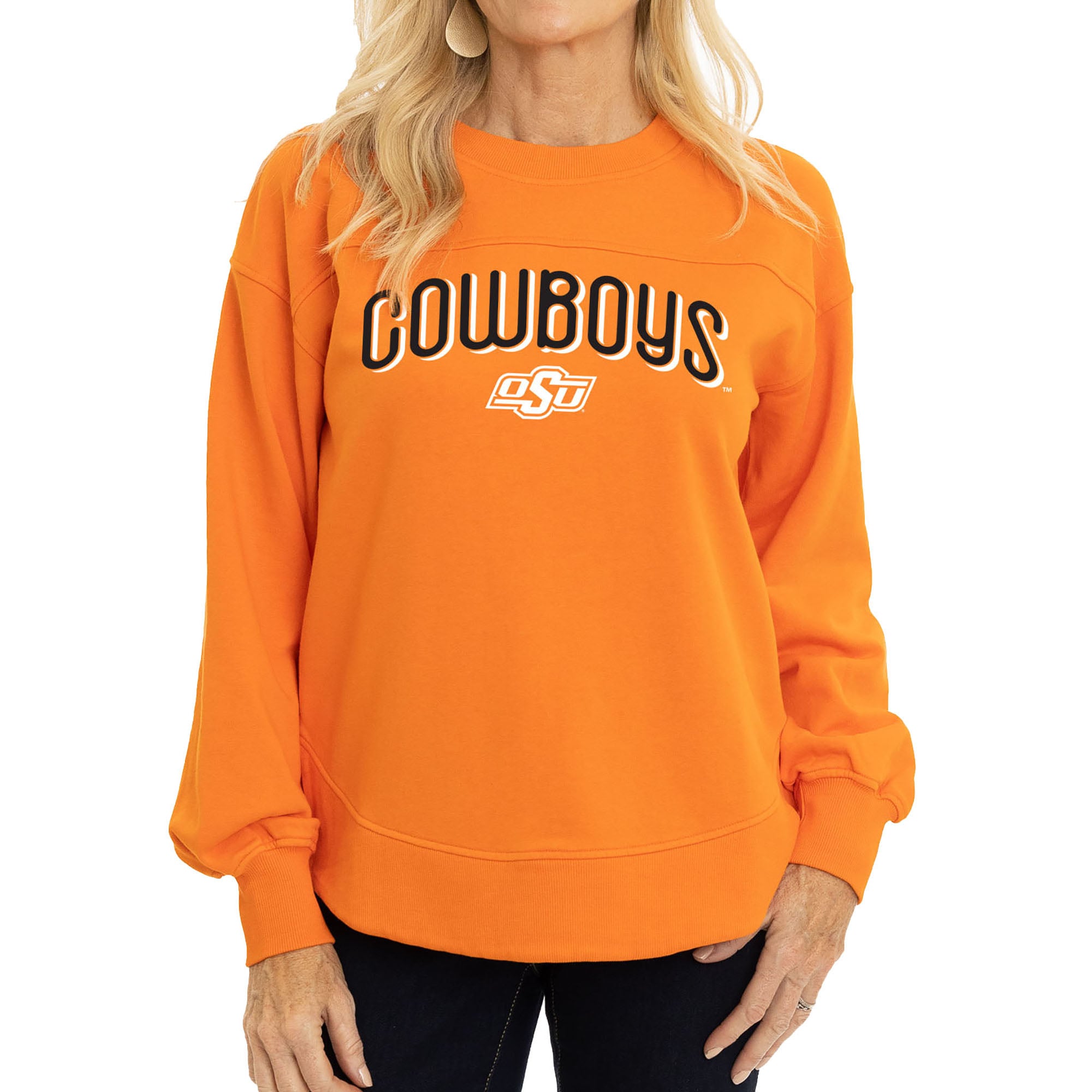 Women's  Orange Oklahoma State Cowboys Yvette Pullover Sweatshirt