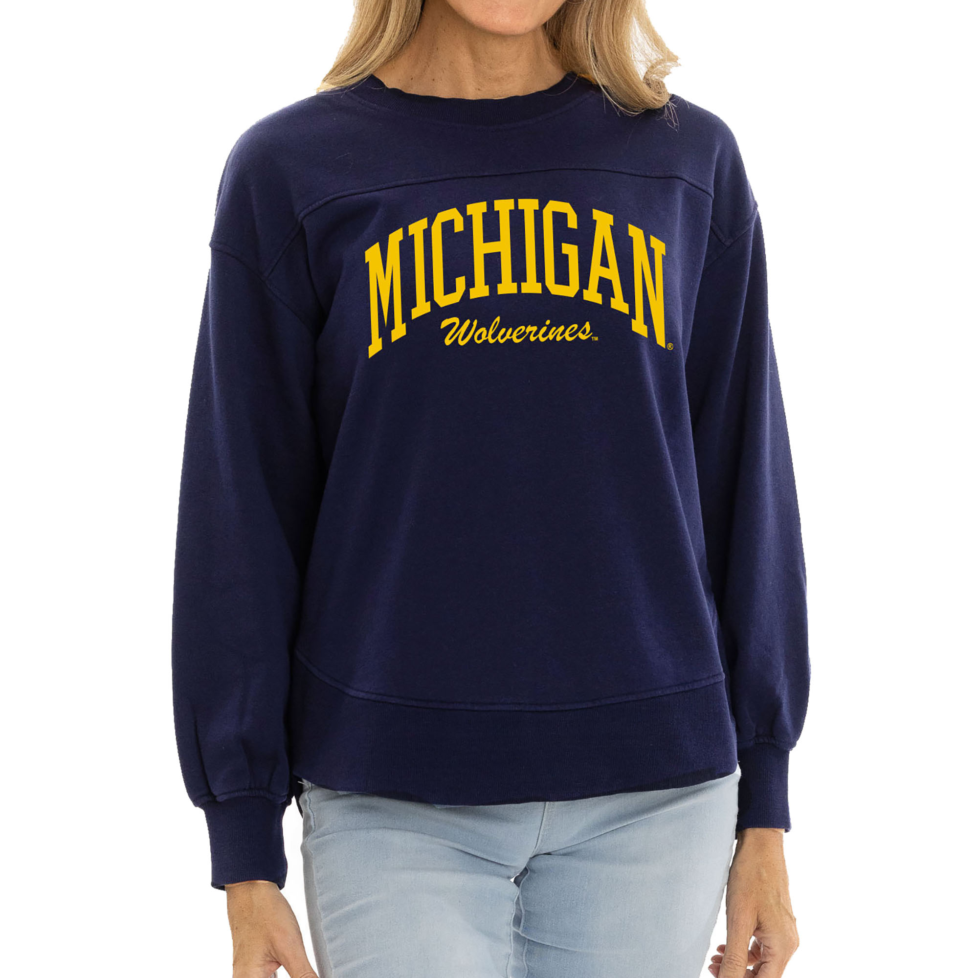 Women’s Navy Michigan Wolverines Yvette Pullover Sweatshirt Women’s Navy Michigan Wolverines Yvette Pullover Sweatshirt