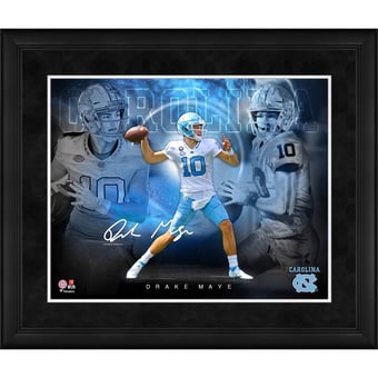 Drake Maye North Carolina Tar Heels Facsimile Signature Framed 16" x 20" Stars of the Game Collage