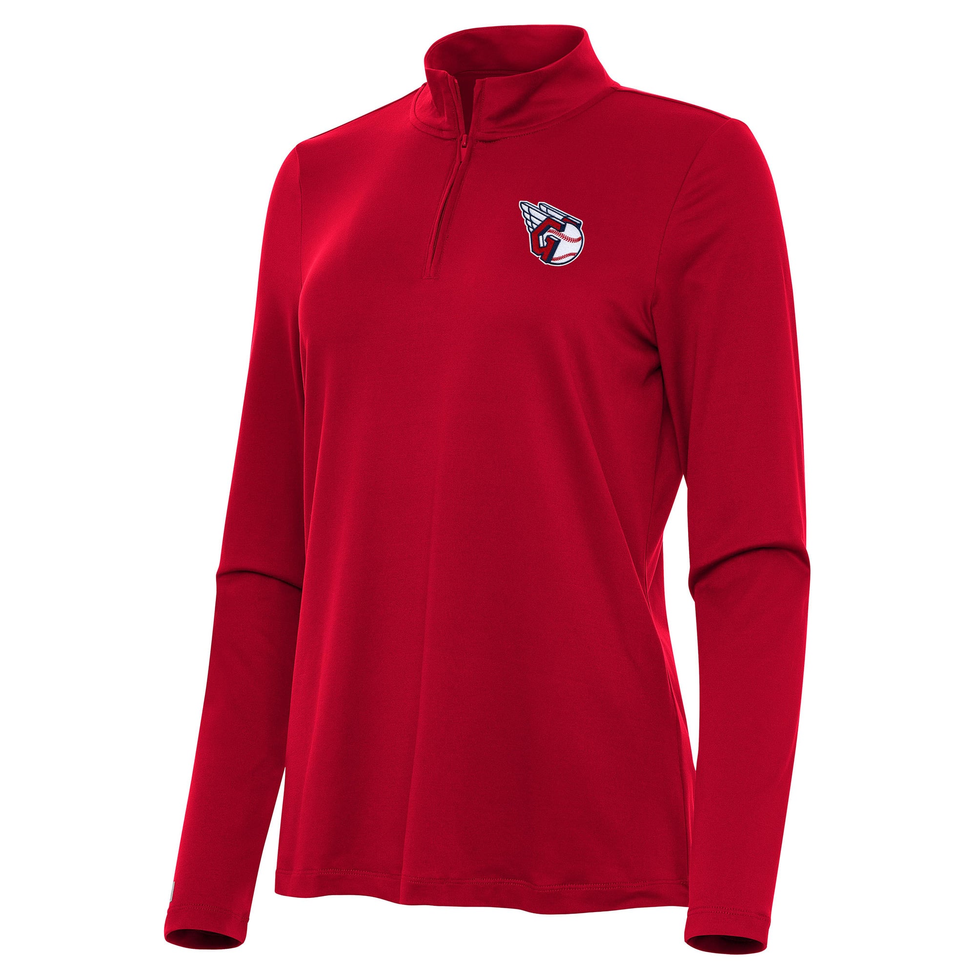 Women's Antigua Red Cleveland Guardians Reprocess Quarter-Zip Top