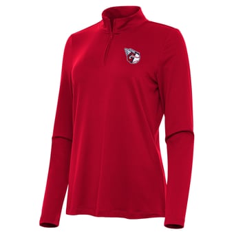 Women's Antigua Red Cleveland Guardians Reprocess Quarter-Zip Top