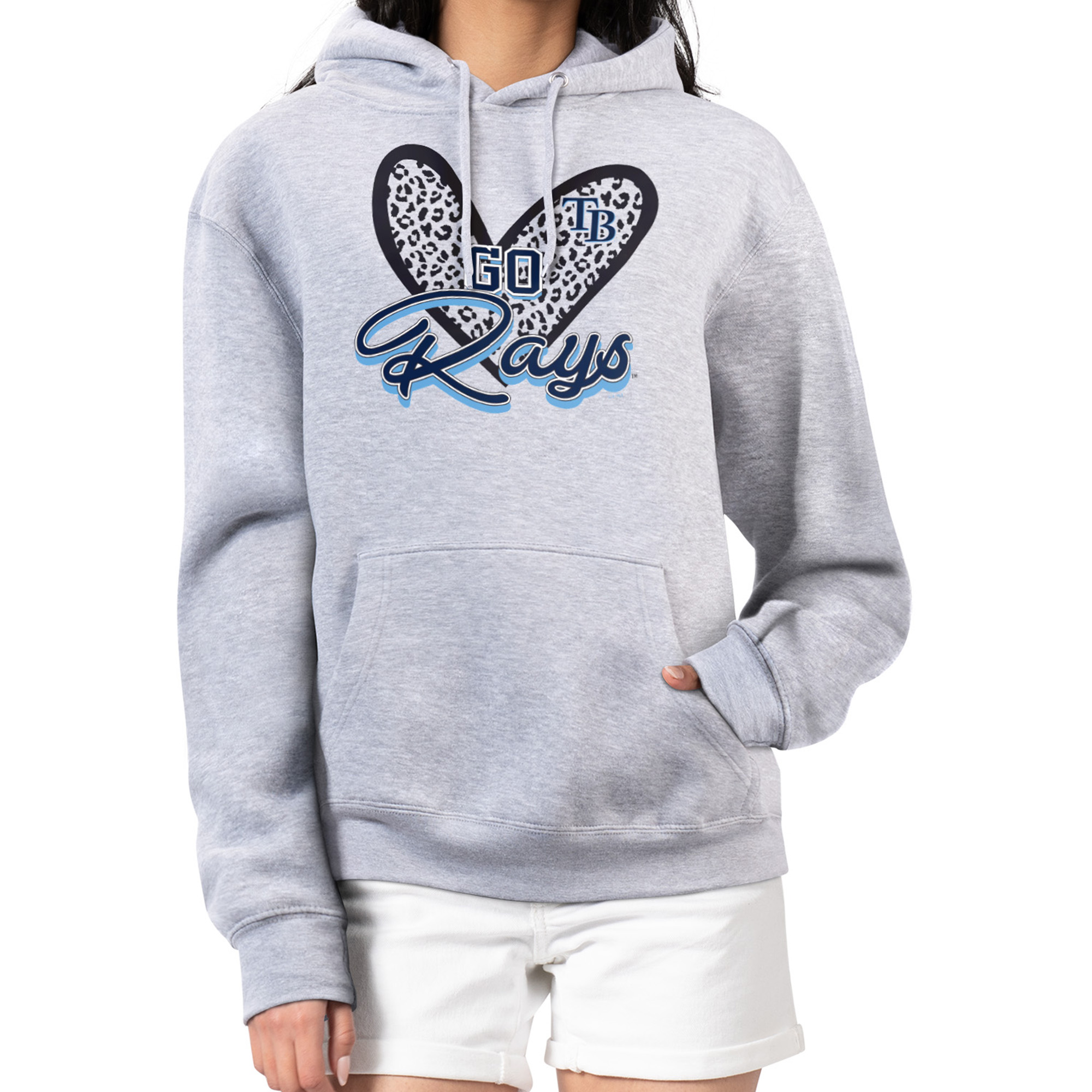 Women’s G-III 4Her by Carl Banks Heather Gray Tampa Bay Rays Leopard Heart Pullover Hoodie Women’s G-III 4Her by Carl Banks Heather Gray Tampa Bay Rays Leopard Heart Pullover Hoodie