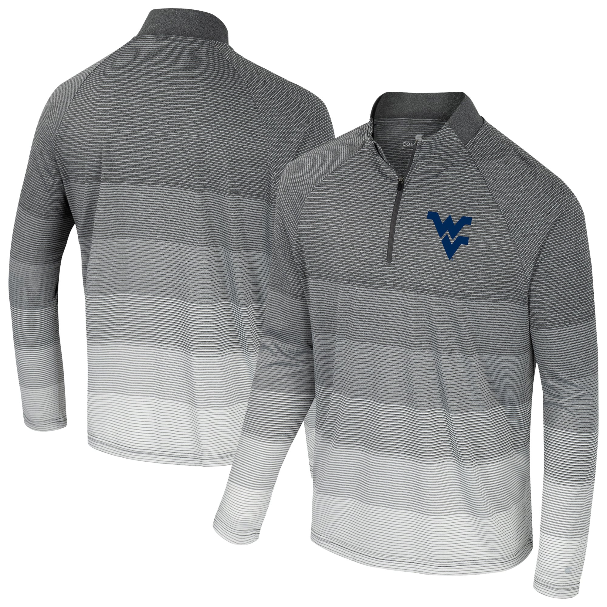 Men's Colosseum Gray West Virginia Mountaineers AI Striped Mesh Quarter-Zip Raglan Windshirt