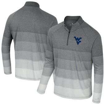 Men's Colosseum Gray West Virginia Mountaineers AI Striped Mesh Quarter-Zip Raglan Windshirt